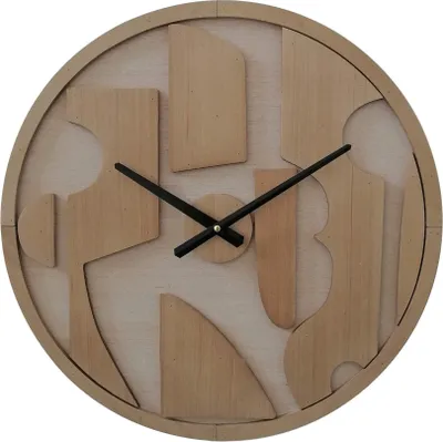 Produktbild von Rebecca Mobili Runde Braune Wanduhr mit Geschnitztem Zifferblatt