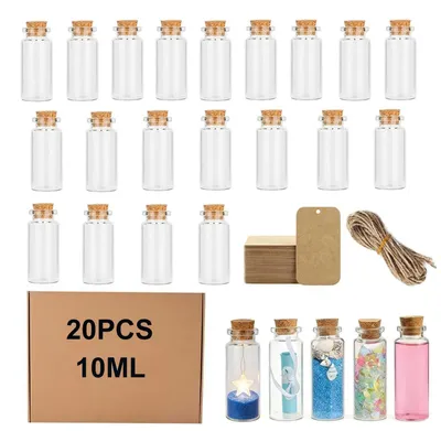 Produktbild von Mini-Flaschen mit Korken – 20 Stück, 10 ml, ideal für DIY-Projekte