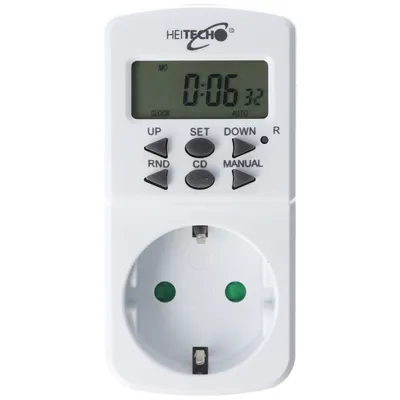 Zdjęcie produktu dla Cyfrowy wyłącznik czasowy z blokadą przed dziećmi, mini wyłącznik czasowy do maks. 16 A, 1800 W, 10 programów przełączania na 24 godziny / 7 dni