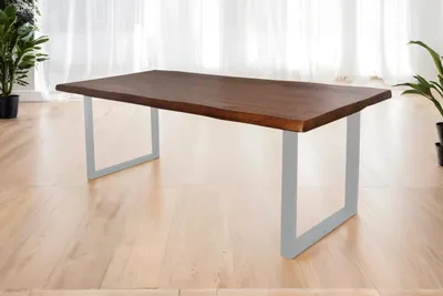 Produktbild von Esstisch Baumkante massiv Mango honigfarben 280 x 100 U-Gestell silber CALI