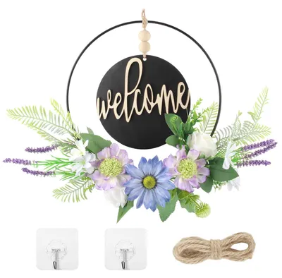 Image de Couronne décorative pour porte, idéale pour le printemps et l'été
