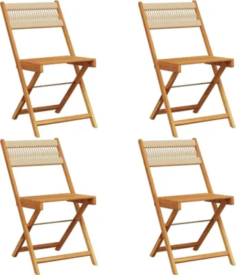 Image de vidaXL Chaises de jardin 4 pcs. Pliable Beige Bois massif Acacia