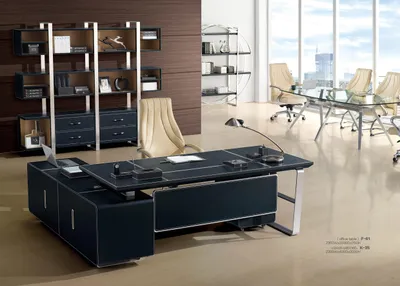 Produktbild von Eckschreibtisch aus MDF mit Edelstahl in modernem Design