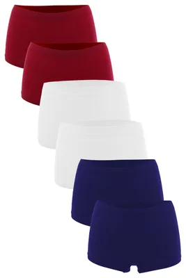 Produktbild von Fabio Farini - 6 Stück Damen Hipster Boxershorts - Frauen Unterhosen Slip Set Seamless angenehmes Tragegefühl ohne Seitliche Nähte