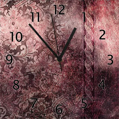 Produktbild von Wallario Design Wanduhr Schnörkelmuster in rot aus Echtglas, Größe 30 x 30 cm