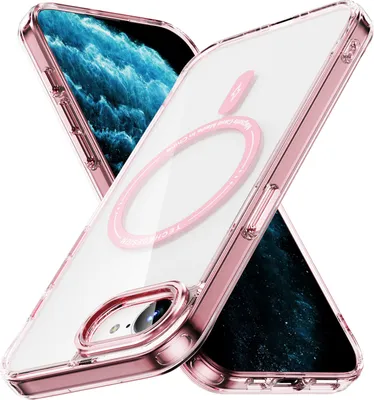 Obrázek produktu pro Magnetické průhledné pouzdro pro iPhone 16e/iPhone 17e, kompatibilní s MagSafe, hybridní nárazuvzdorné ochranné pouzdro Růžový