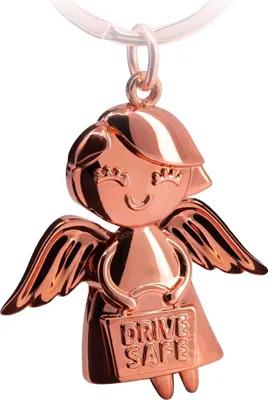 Produktbild von FABACH Schutzengel Schlüsselanhänger Emmy mit Gravur Drive Safe - Süßer Engel Anhänger aus Metall - Geschenk Glücksbringer Auto Führerschein - Fahr vorsichtig Schlüsselanhänger