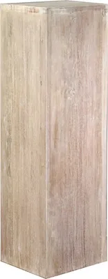 A tall, rectangular wooden pedestal with a whitewashed finish.