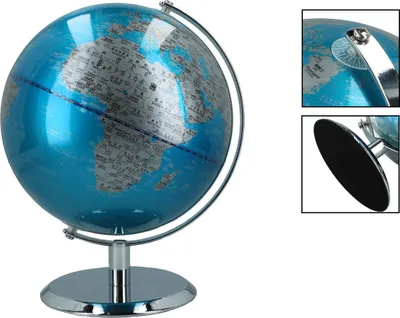 Produktbild von Großer eleganter dekorativer Globus in Blau und Silber