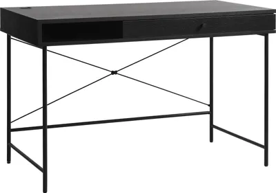 Produktbild von Schreibtisch "PENSACOLA" aus Eiche-Nachbildung in schwarz. Abmessungen (B/H/T) 120x76x60 cm
