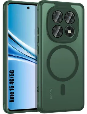 Image de Coque pour Xiaomi Redmi Note 15 5G/4G, avec Anneau Magnétique et Protection Caméra - Vert Nuit