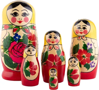 Productafbeelding van Heka naturals semyonov matroesjka - Set van 6 - Volledig natuurlijk houten Matroesjka Pop (13 cm) - Leuk cadeau