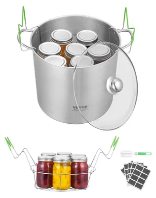 Produktbild von VEVOR Einmachbedarf Starter-Kit, 9-teiliges Edelstahl-Wasserbad-Einmachset für Anfänger, Einmachwerkzeug-Set: Topf, Gestell, Deckel, Trichter, Zange, Glasheber, Schraubenschlüssel, Magnetstab, Blasenheber, 2 Pcs+Pok