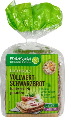 Produktbild von Poensgen Vollwertschwarzbrot geschnitten glutenfrei Packung 500g