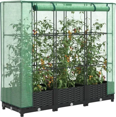 Obrázok produktu pre Maison Exclusive – Vyvýšený záhon s krytom ako skleník, vzhľad ratanu, 120 x 40 x 123 cm
