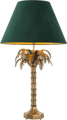 Image de Casa Padrino Luxus Lampe de table vintage laiton / vert Ø 65,5 x H. 114,5 cm - Lampe de salon au design palmier