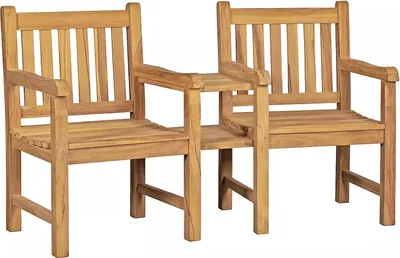 Produktbild von Gartenbank Feierabendbank Teak 160 cm mit Tisch Massivholz natur