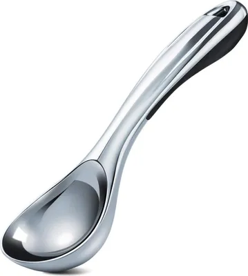 Obrázek produktu pro Naběračka na zmrzlinu Lžíce na zmrzlinu Nepřilnavá slitina zinku Gumová rukojeť 19 cm Černá