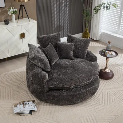 Produktbild von STILVORA Schlafsofa mit Kissen und Fußhocker, Sessel aus Polyester-Schaumstoff, Rundsessel für Wohnzimmer, Lounge und Heimkino