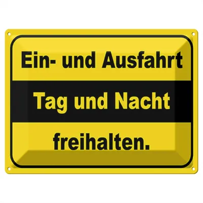 Produktbild von Blechschild Wandbild in : Brillante Farben, Größe 30 x 40 cm Motiv Blechschild Hinweis 40x30cm Ausfahrt Tag Nacht freihalten