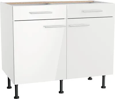 Produktbild von Optifit Unterschrank mit Schublade und Drehtür Rurik986 BxTxH 100 x 58,4 x 87 cm weiß glänzend zerlegt KFRU U106-8E+
