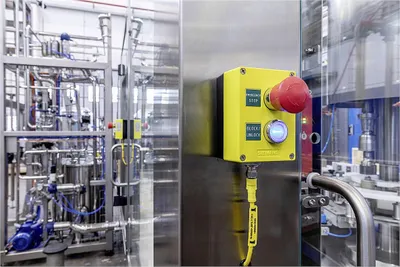 Produktbild von SIEMENS gelb m Schutz 3SU1851-0NB00-2AC2 Gehäuse mit Notaus Pilz Drucktaster