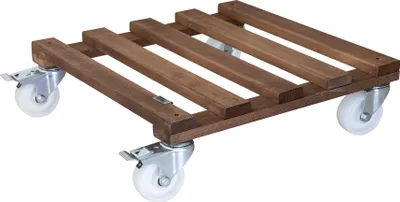 Produktbild von WAGNER Pflanzenroller PALETTI BIG 45 x 45 x 13 cm, außen & innen, Holz, braun, Bremsen, Tragkraft 250 kg, EU Ware - 20087001