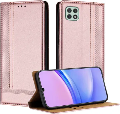 Produktbild von Handyhülle für Samsung Galaxy A22 5G Leder Flip Klappbare Schutzhülle mit Standfunktion Pink