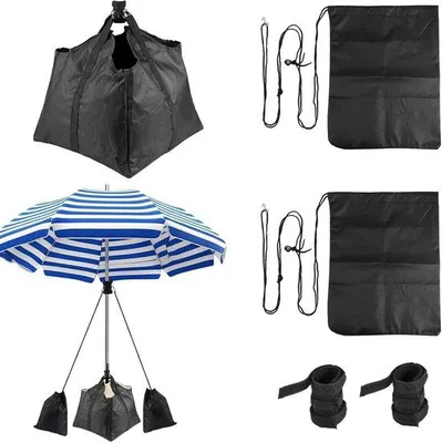 Immagine prodotto di Set di stabilizzazione nero per ombrellone da spiaggia con cinghia regolabile e picchetto da sabbia