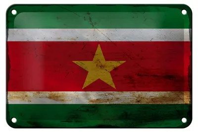 Produktbild von Blechschild Flagge Suriname 18x12cm Flag of Suriname Rost Dekoration