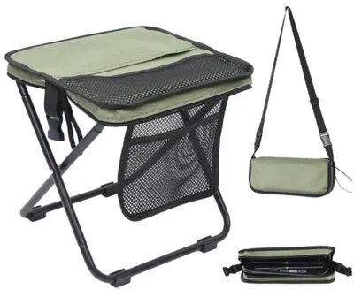 Produktbild von Klapphocker - Campinghocker mit Tragetasche - 31 x 31 x 28 cm - Leichter Falthocker mit Tragegurt - Für Camping, Wandern und Outdoor - Grün