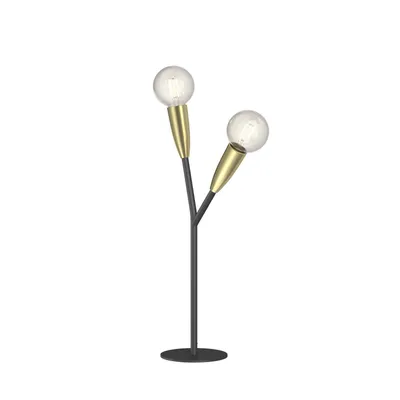 Produktbild von Lucande Carlea Tischlampe, 2-fl., schwarz-messing
