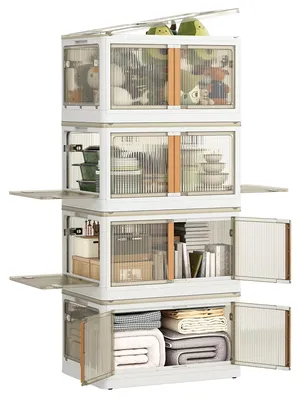 Image de Lot de 4 boîtes de rangement transparentes avec couvercle, capacité de 100 litres