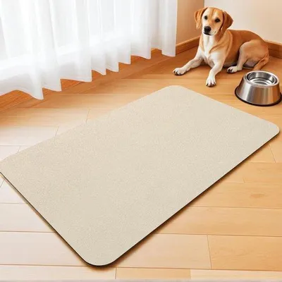 Produktbild von Haustierfuttermatte - Tierbrett - Hundebett - Wasserdicht und Gleitfest - 60 x 120 cm - Beige