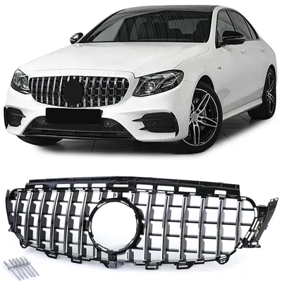 Sport Kühlergrill Schwarz Glanz Chrom passt für Mercedes E W213 S213 2016-2021 – Produktansicht