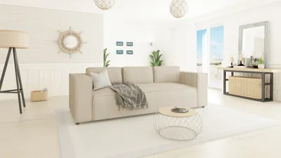 Produktbild von S-STYLE MÖBEL - Modernes Sofa 3 sitzer Bello aus Beige Cord mit weichem Sitz, B/T/H: 230 cm / 92 cm / 64 cm