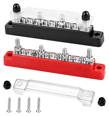 Immagine prodotto di Blocco di distribuzione dell'energia, 12-48 V DC, 150 A, con scatola di connessione e viti, per auto, barche e camper