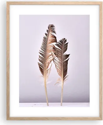 Produktbild von Gerahmtes Poster - Rahmen in heller Eiche - Zwei Federn Flieder - 40x50 cm - Wand Bild - Wanddeko - Wandbilder - Wandposter - Bilderrahmen - Bilder - Kunstdruck - Wandbild - P2NPA40x50-4335