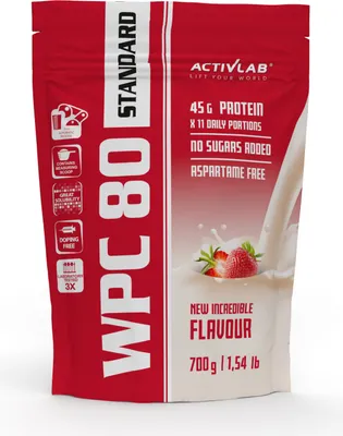 Produktbild von Activlab WPC 80 Standard 700g, 100 % reines Molkenproteinkonzentrat - Erdbeere