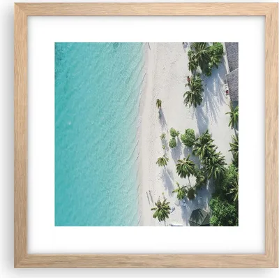 Produktbild von Gerahmtes Poster - Rahmen in heller Eiche - Luftaufnahmen himmlisch Strand - 30x30 cm - Wand Bild - Wanddeko - Wandbilder - Kunstposter - Wandposter - Bilderrahmen - Bilder - P2NAC30x30-4532