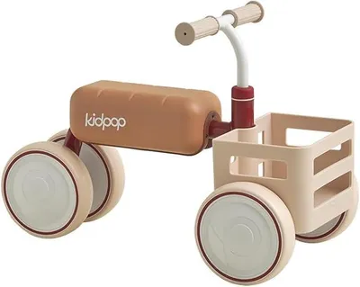 Imagen del producto de Bicicleta de equilibrio con 4 ruedas, de color verde, para niños de 1 a 3 años, con cesta de almacenamiento para juguetes