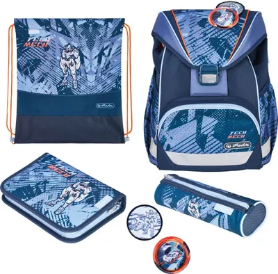 Zdjęcie produktu dla Herlitz UltraLight Plus TechMech, Piórnik, Pencil pouch, Tornister szkolny, Torba sportowa, Chłopiec, Szkoła podstawowa, Plecak, 16 l, Kieszeń przednia, Kieszeń boczna