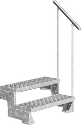 Produktbild von Aussentreppe Pertura Tallis mit Geländer 2 Steigungen 80 cm Gitterrost