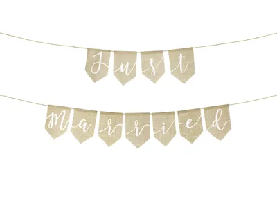 Produktbild von PartyDeco Girlande just married Jute, Girlande, Leinen, Natürlich/Natur, Hochzeit, 1,85 m, Junge/Mädchen