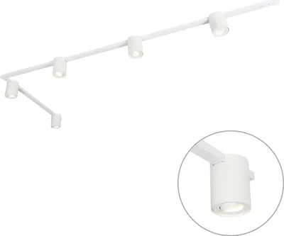 Produktbild von QAZQA - Modern Modernes Schienensystem I Spotlight I Deckenspot I Deckenstrahler I Strahler weiß mit 5-flammig Spot I Spotlight I Deckenspot I Deckenstrahler I Strahler I Lampe I Leuchten 1-phasig - R