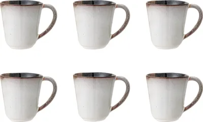 Produktbild von 6er Set Becher, Tassen Jules grau braun 450ml aus Steingut Bloomingville
