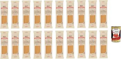 Produktbild von Rummo Linguine N° 13 Pasta Lenta Lavorazione Teigwaren aus Hartweizengrieß Bronze-Zeichnung 20x 500g + Italian Gourmet polpa 400g