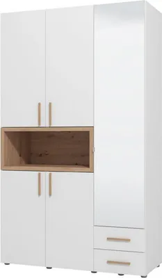 Immagine prodotto di Dmora Guardaroba 3 Ante Pianezze 135x56 cm Bianco, Appendiabiti 2 Cassetti