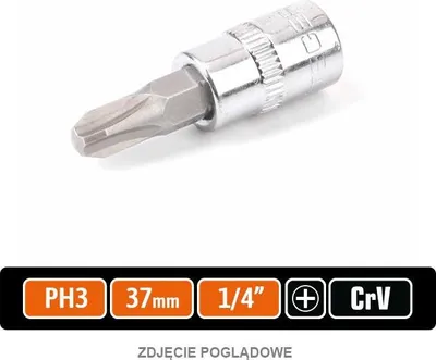 Produktbild von Steckschlüssel 1/4" mit PH-Bit 37 mm/PH3 / TEGER