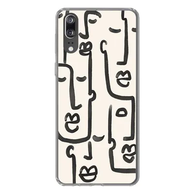 Produktbild von MuchoWow® Handyhülle Schutzhülle Hülle für Huawei P20 Muster - Abstrakt - Linienkunst Silikon Softcase Handy Hülle - Hardcover